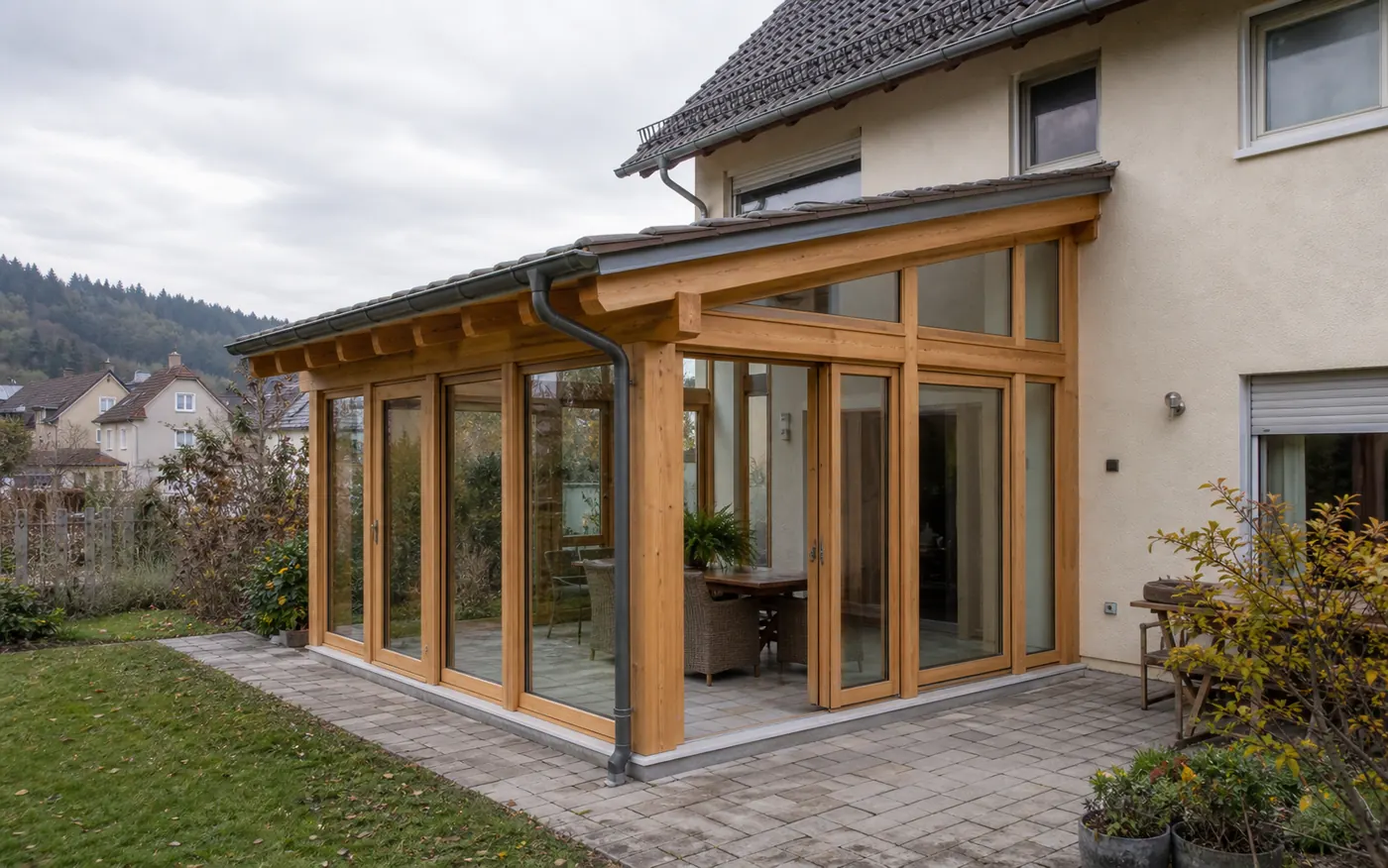 Wintergarten aus Holz und Glas von Zimmerei Kappler